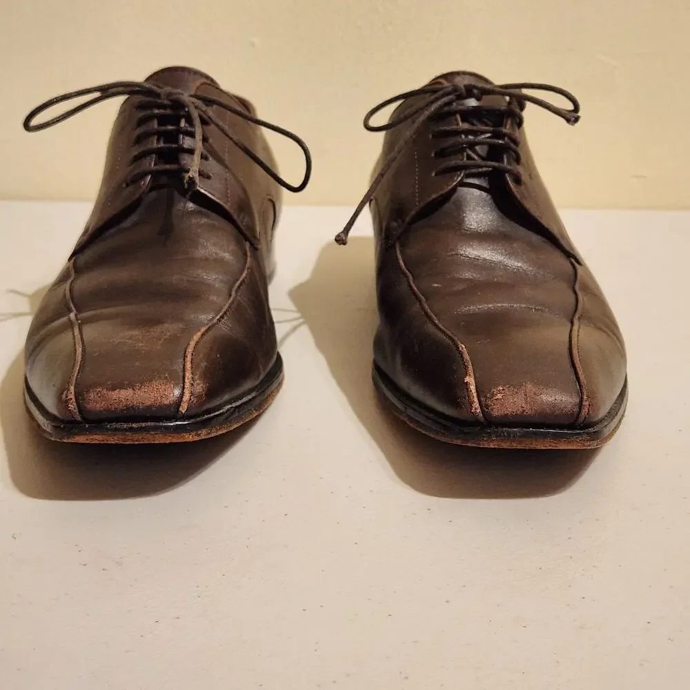 Boss By Hugo Boss Men's Sz 9.5 Remy Oxford Leather Dress Shoes Chocolate Brown